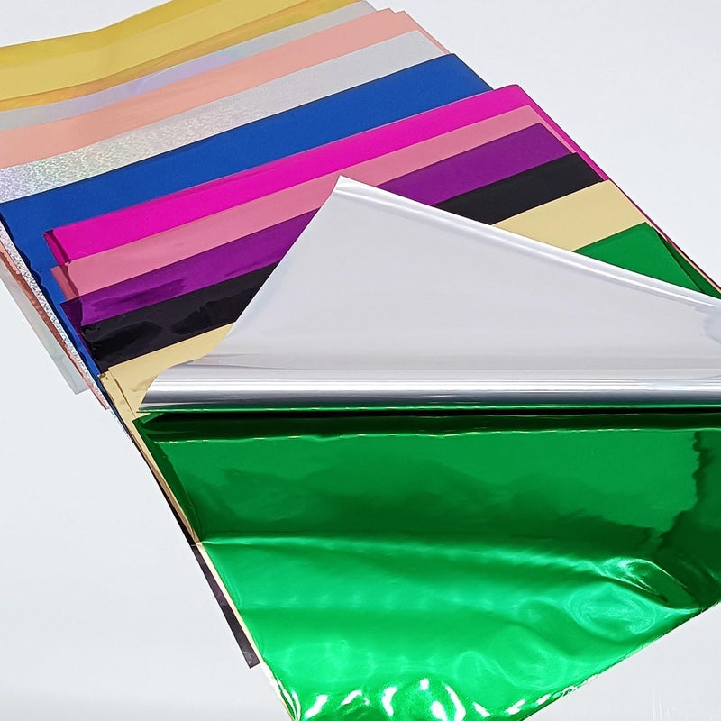 JBQUEEN 50 Sheets A4 Size Reactive Foil Transfer Foil Paper Use Laminator Laser Printer, 16 Mixed Colors Transfer Craft Foil for Handmade Craft Accessories - Image 3